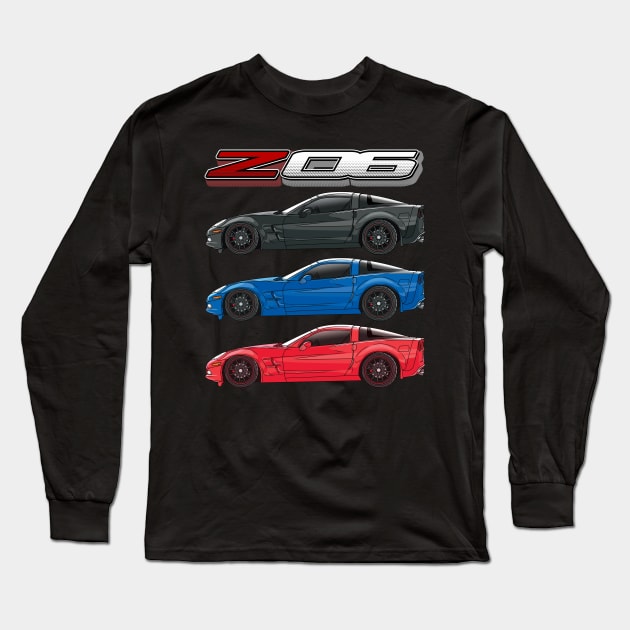 Sports Car Corvette C6 Long Sleeve T-Shirt by Guyvit